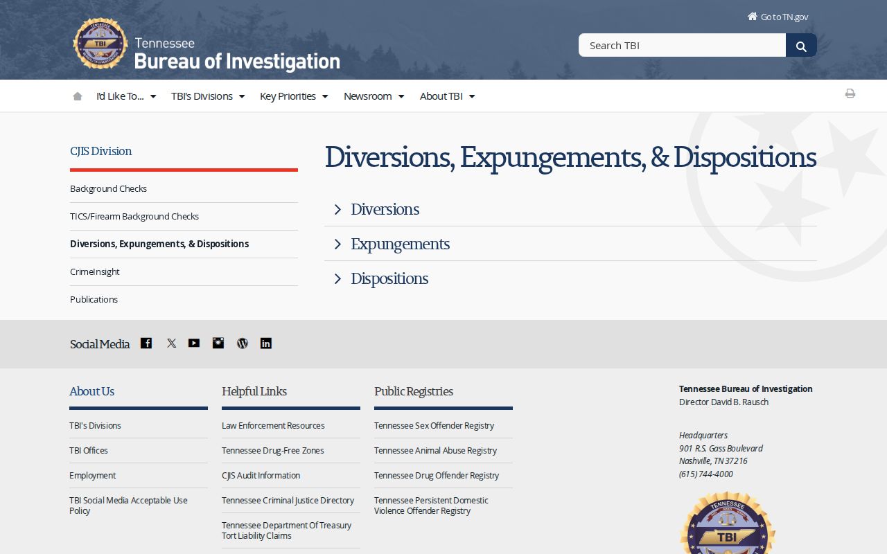 Tennessee expungement and diversion guidance for arrest records and booking photos