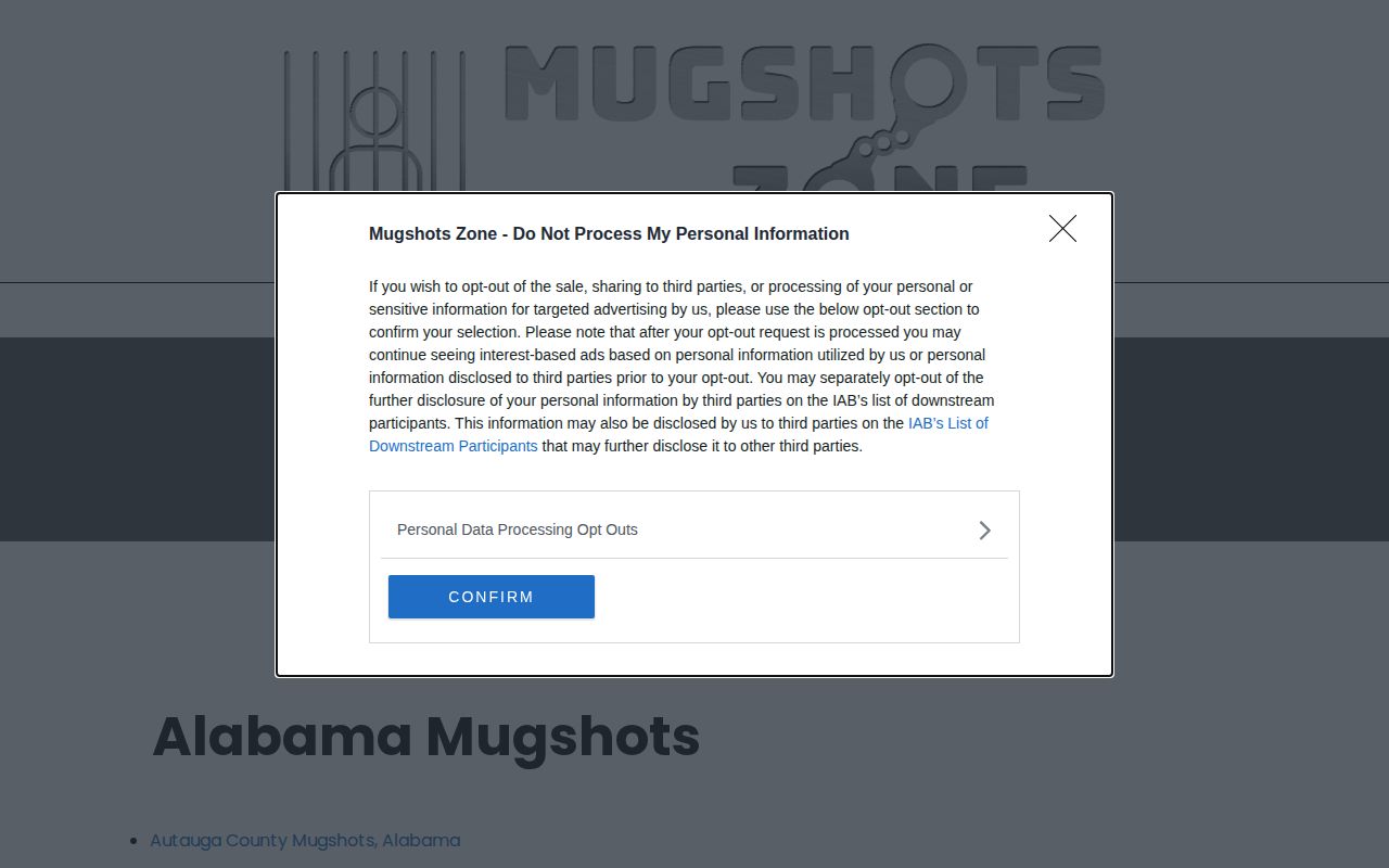 Third-party Tennessee county directory for mugshot pages